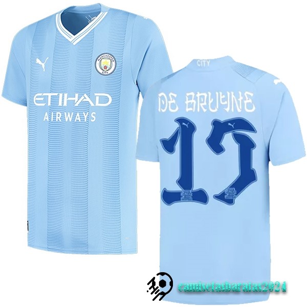 Replicas NO.17 De Bruyne Casa Camiseta Manchester City 2023 2024 Azul