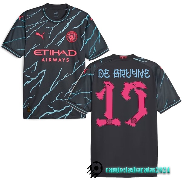 Replicas NO.17 De Bruyne Tercera Camiseta Manchester City 2023 2024 Negro