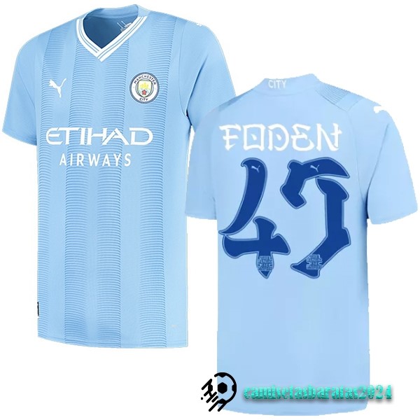 Replicas NO.47 Foden Casa Camiseta Manchester City 2023 2024 Azul