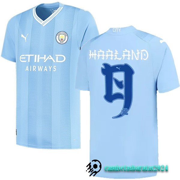Replicas NO.9 Haaland Casa Camiseta Manchester City 2023 2024 Azul