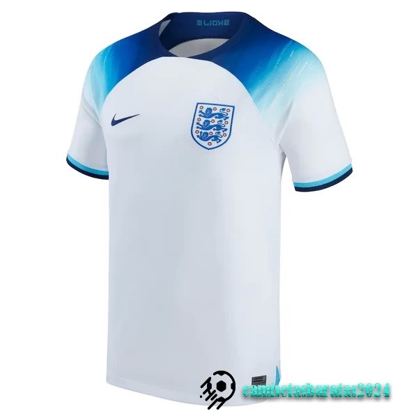 Replicas Tailandia Casa Camiseta Inglaterra 2022 Blanco Azul