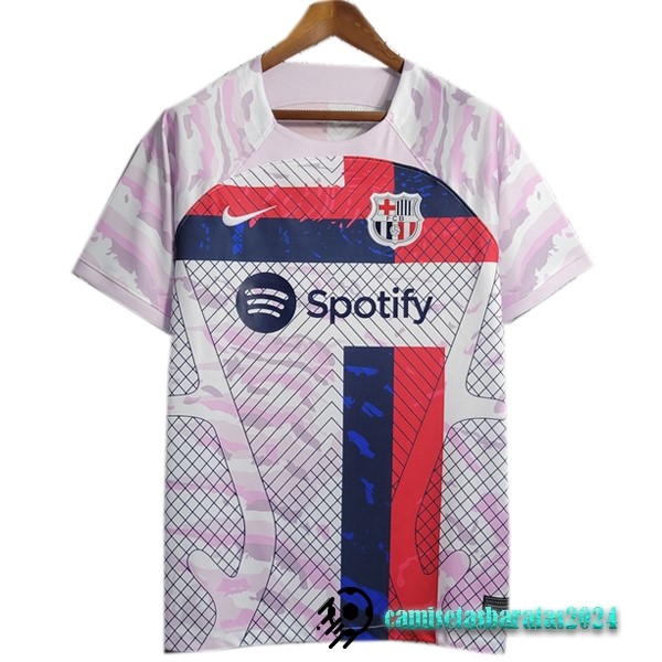 Replicas Tailandia Especial Camiseta Barcelona 2023 2024 Blanco Rojo