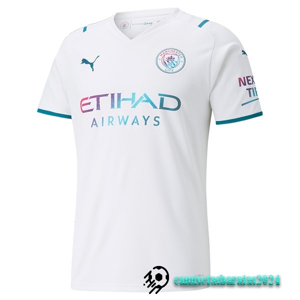 Replicas Tailandia Segunda Camiseta Manchester City 2021 2022 Blanco