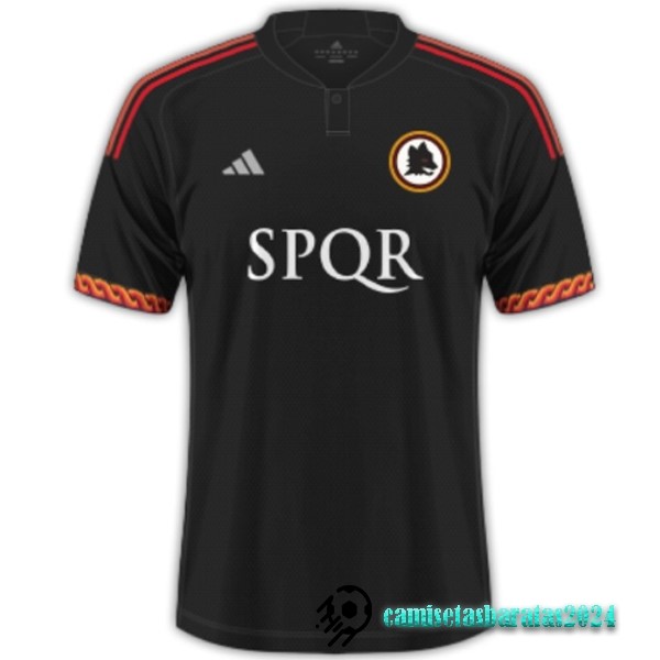 Replicas Tailandia Tercera Camiseta As Roma 2023 2024 Negro